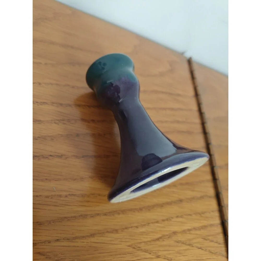 Lufkin Pottery Seagrove NC SLS Ceramic Candle Holder Purple/Teal